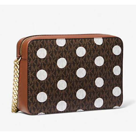 NWT Michael Kors Jet Set Large Polka Dot Signature Logo Crossbody Bag - Picture 3 of 6